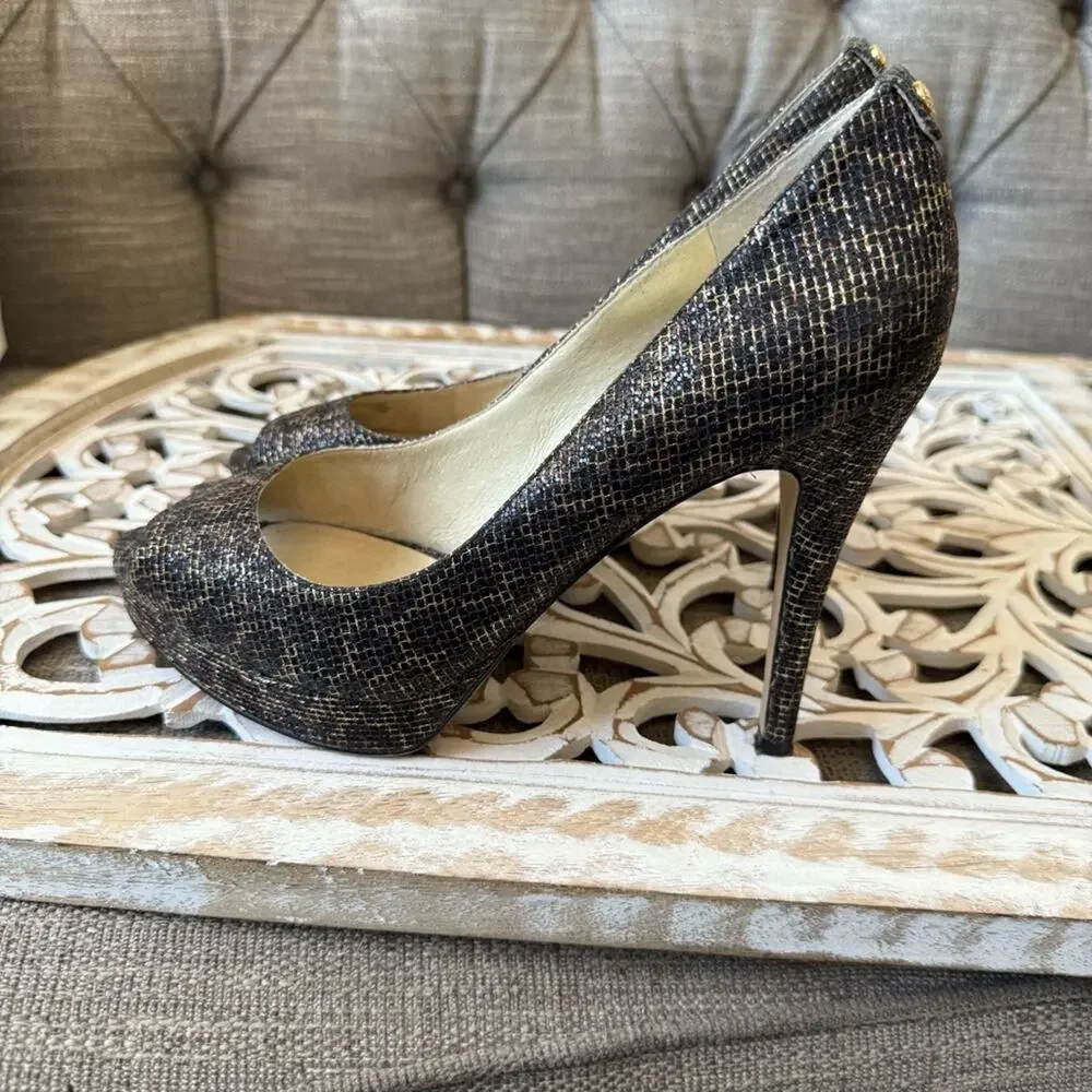 Michael Kors Animal Print Peep Toe High Heels Shoes Women’s 10